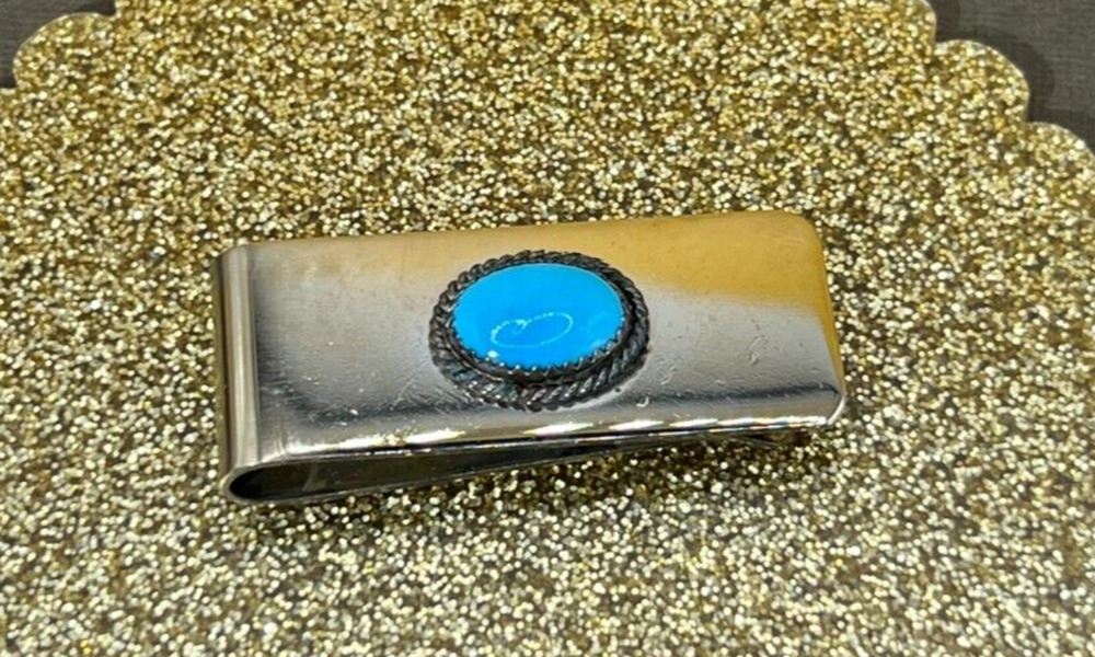 Turquoise Stone & Silver Money Clip Made in 2008